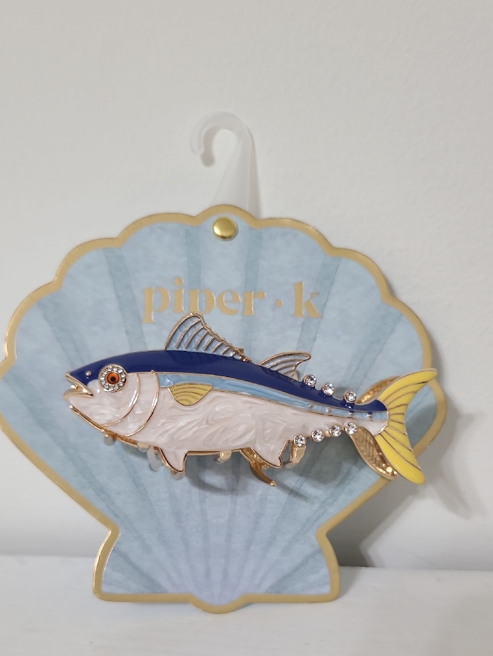 Piper K Yellowfin Tuna Fish Metal Hair Claw Clip with Rhinestone Accents